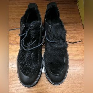 Furry loafer boots